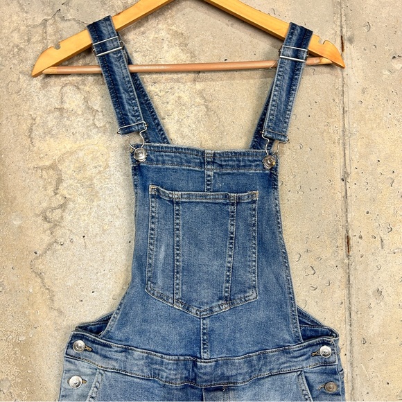 Divided distressed blue denim skinny straight leg overalls medium 10 - Picture 3 of 7